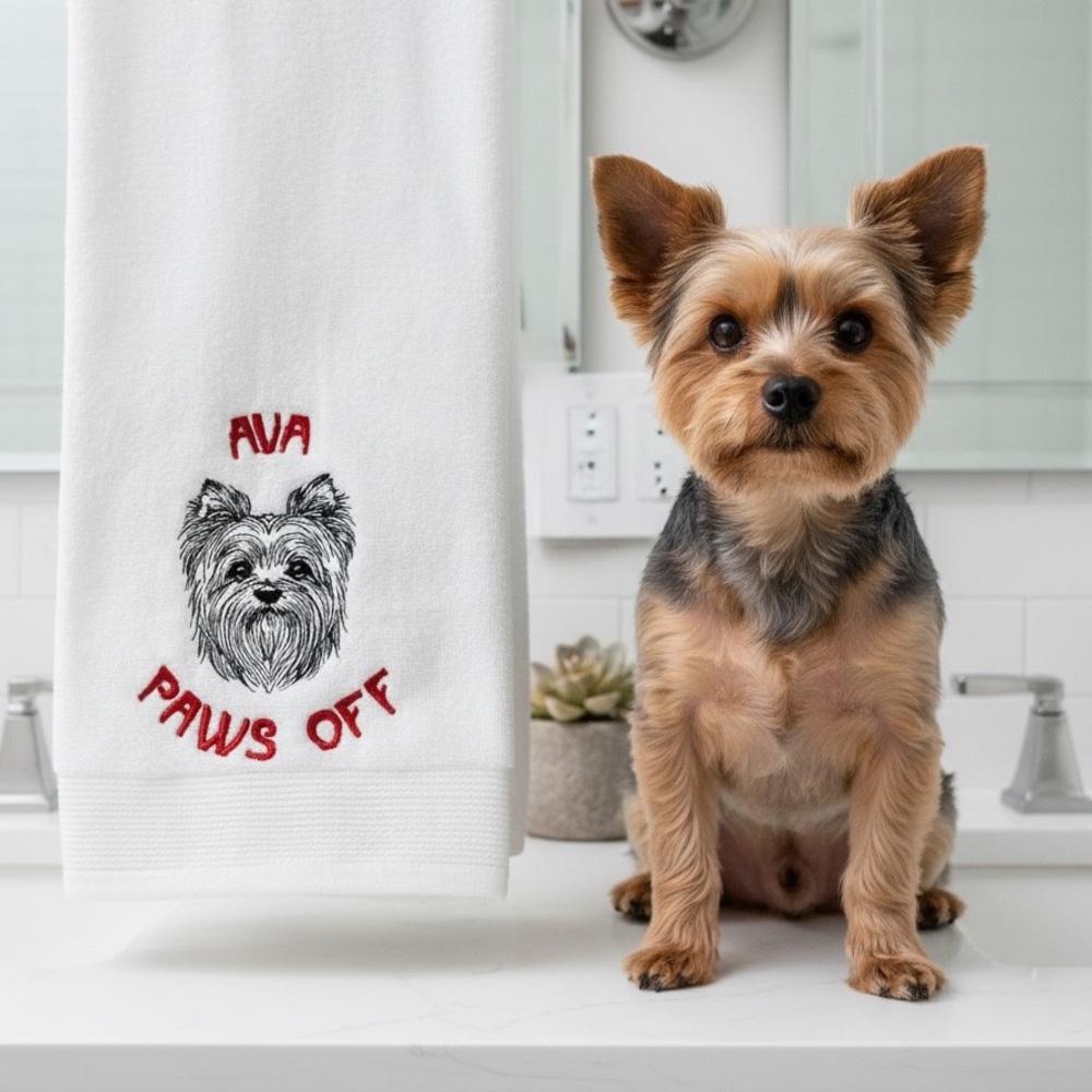 Hand Personalized Embroidered Towel your pet’s name dog, cat horses, any pet